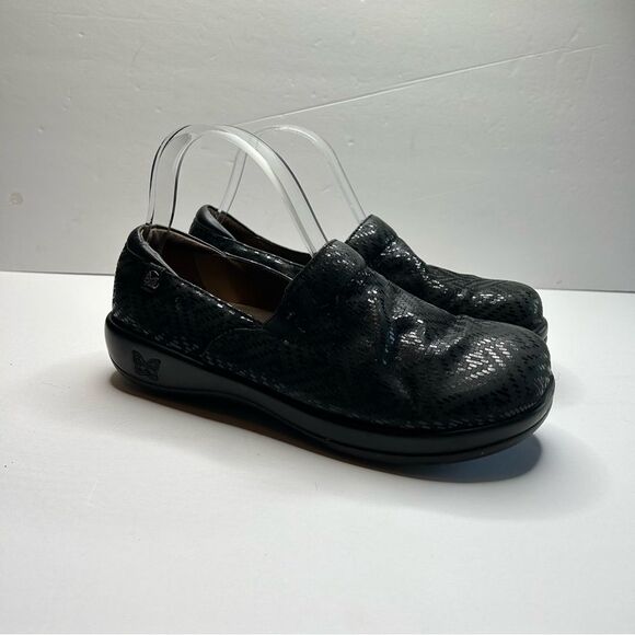 Alegria Black Textured Slip-On Shoes 41 - Picture 2 of 13